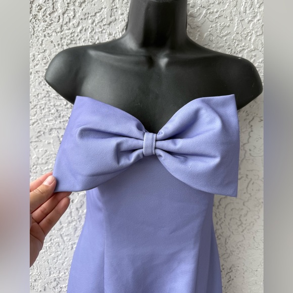 Rene Ruiz Purple Bow Strapless Mini Dress size 4 cocktail prom gown - Picture 3 of 12